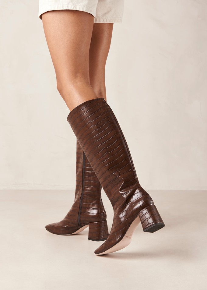 Chalk Alli Brown Vegan Leather Boots from Alohas