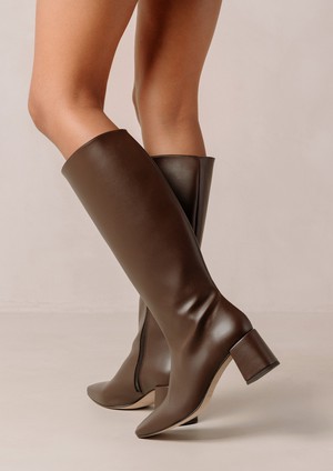Chalk Umber Brown Vegan Leather Boots from Alohas