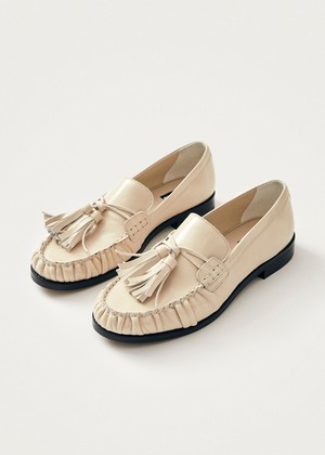 Marietta Cream Patent Leather Loafers from Alohas