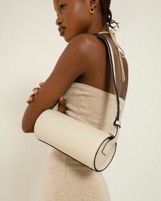 The I Pleated Cream Leather Shoulder Bag from Alohas