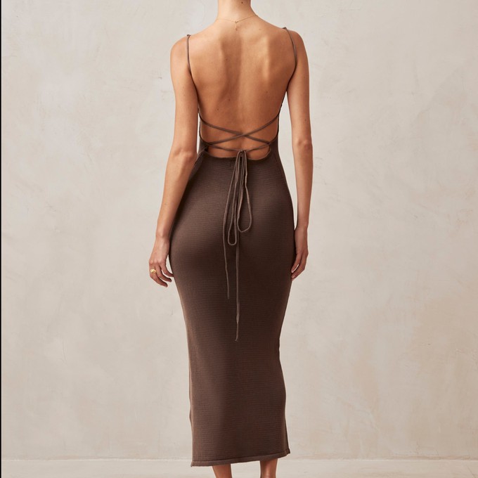 Delicate Brown Tricot Midi Dress from Alohas