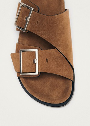 Alba Suede Tan Leather Sandals from Alohas