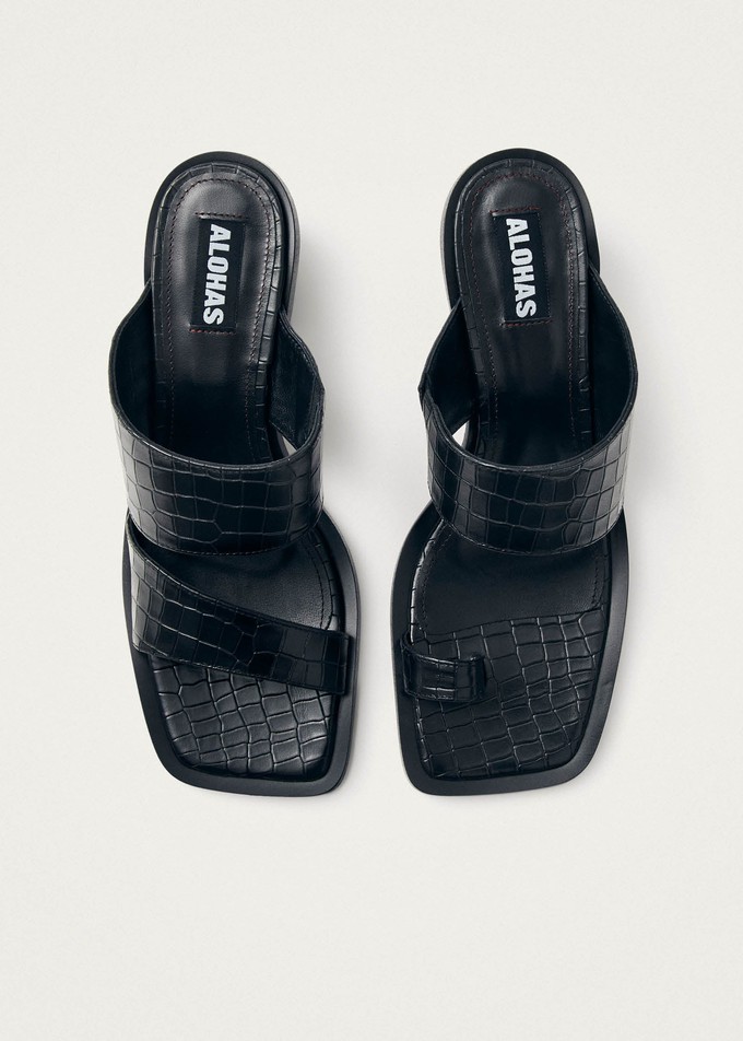 Gabin Alli Black Leather Sandals from Alohas