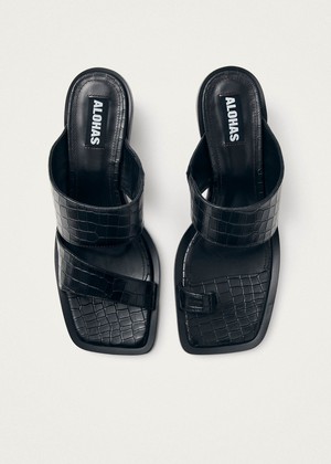 Gabin Alli Black Leather Sandals from Alohas