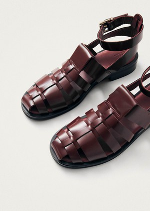 Perry Sleek Burgundy Leather Sandals from Alohas
