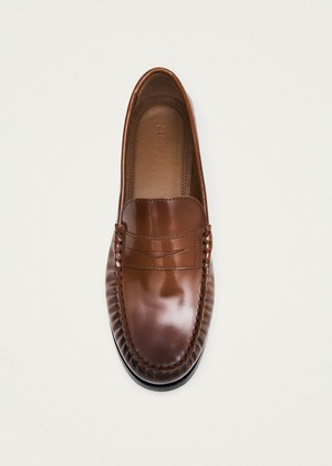 Rivet Vintage Effect Tan Leather Loafers from Alohas