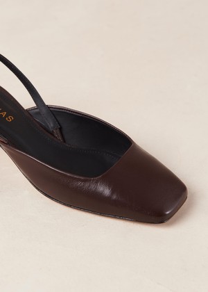 Lindy Coffee Brown Leather Pumps from Alohas
