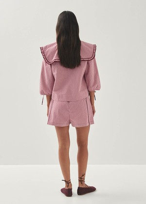 Airi Checks Burgundy Blouse from Alohas