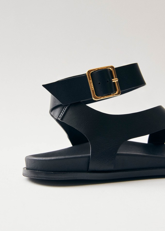 Myles Black Leather Sandals from Alohas