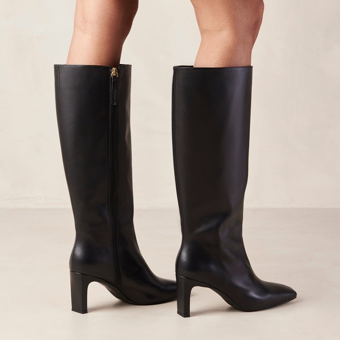 Isobel Black Leather Boots from Alohas