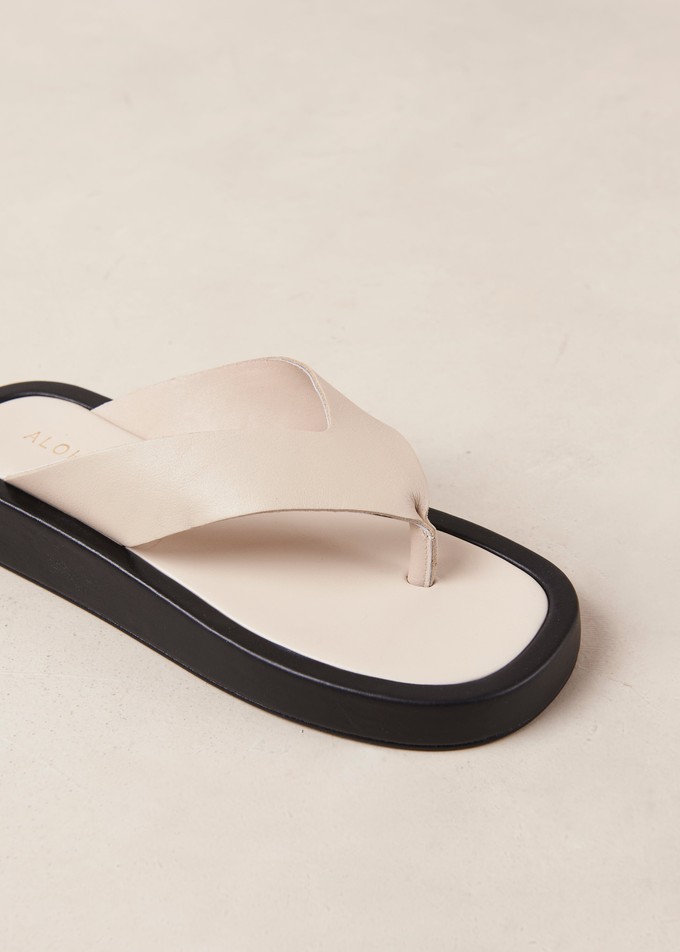 Overcast Cream Leather Sandals from Alohas