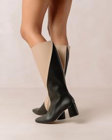 Chalk - Black and Beige Vegan Leather Boots from Alohas