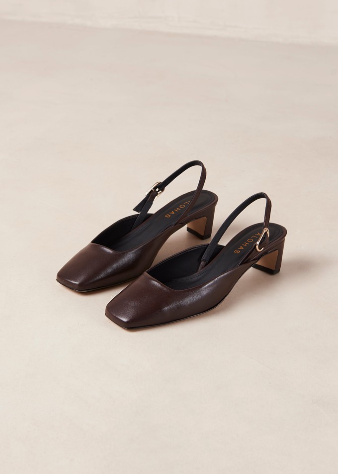 Lindy Coffee Brown Leather Pumps from Alohas