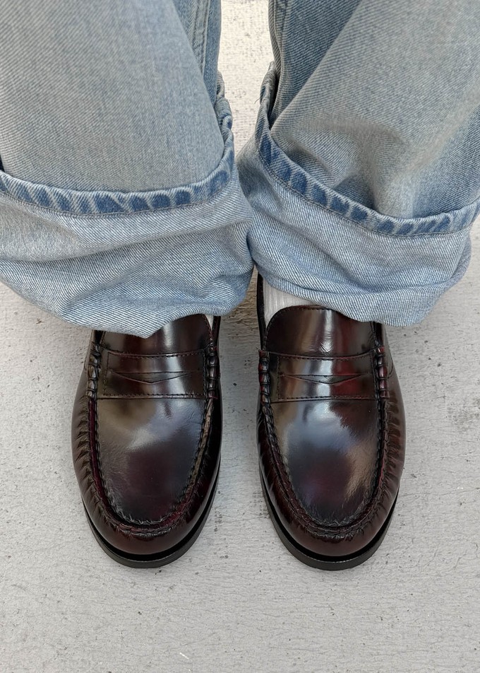 Rivet Vintage Effect Burgundy Leather Loafers from Alohas