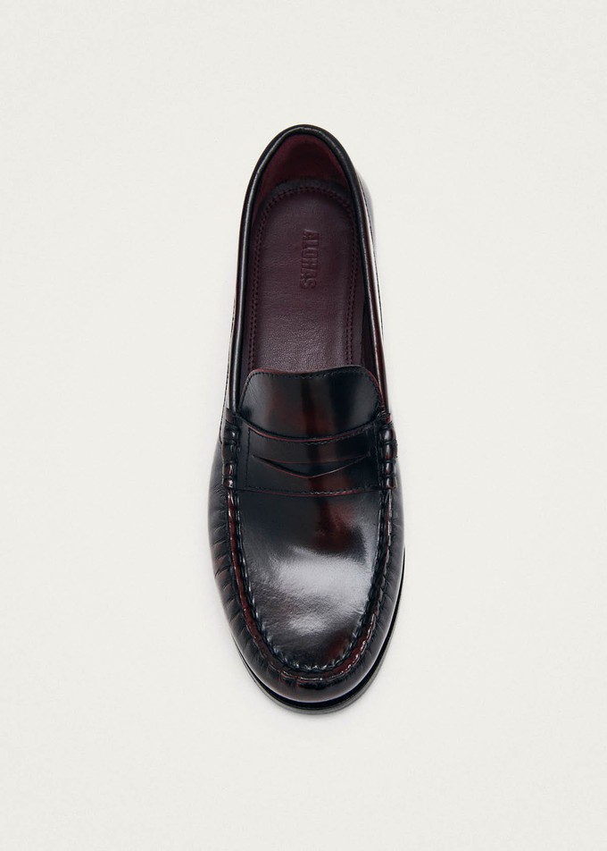 Rivet Vintage Effect Burgundy Leather Loafers from Alohas