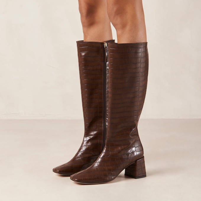 Chalk Alli Brown Vegan Leather Boots from Alohas