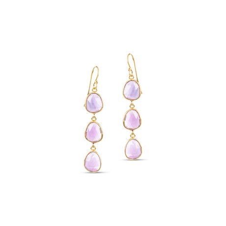 Sophia Triple Amethyst Dangle Earrings from Amadeus