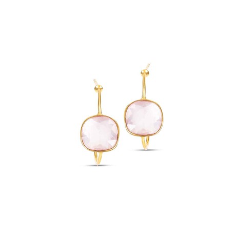 Sophia Pink Quartz Gold Hoop Earrings from Amadeus