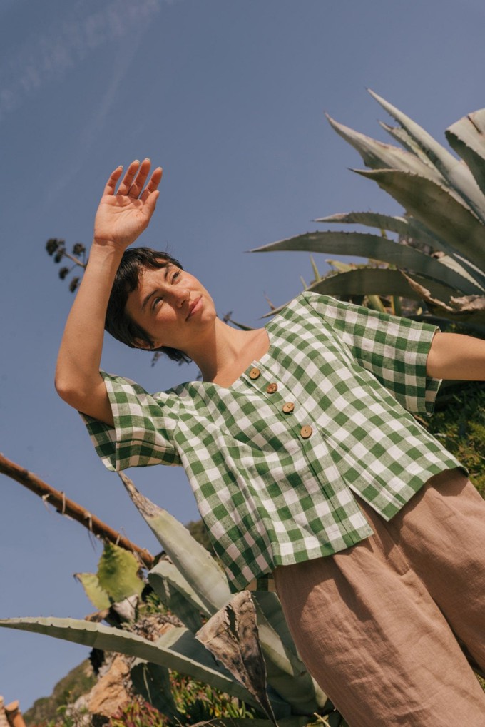 MAEVE top in Green Gingham from AmourLinen