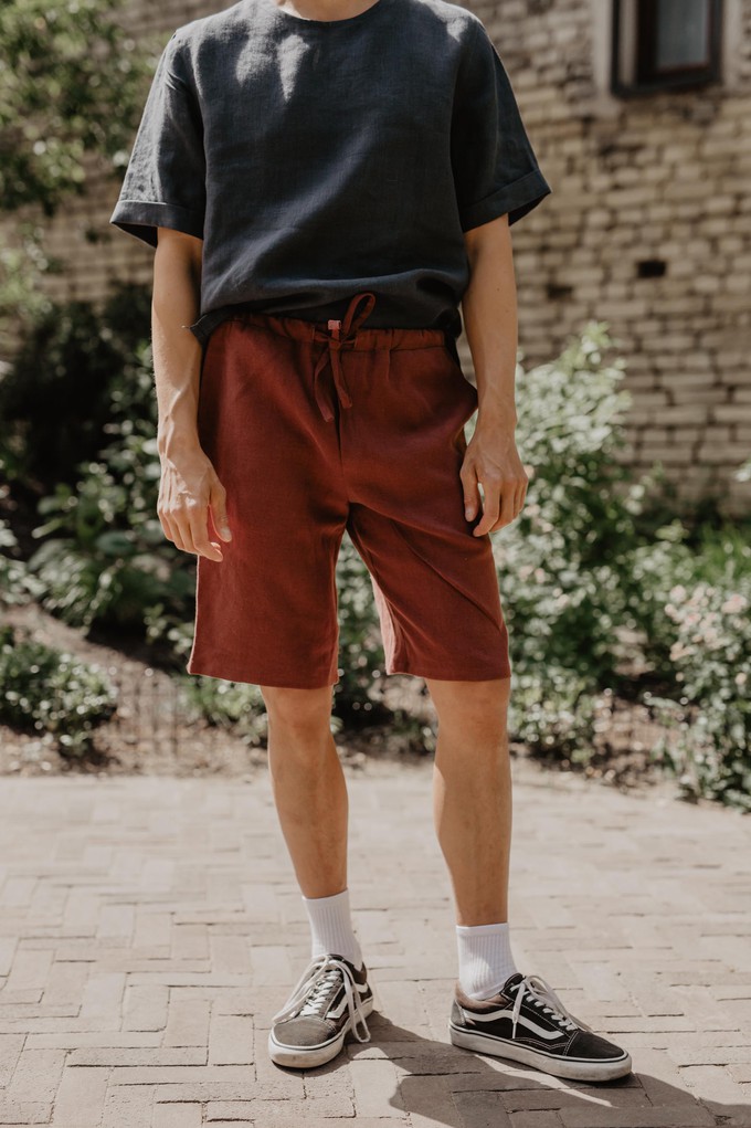 Classic linen shorts HERMES XL Terracotta from AmourLinen
