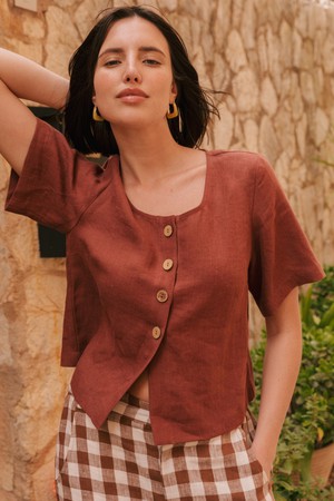 MAEVE top in Terracotta from AmourLinen