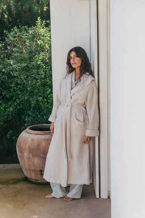 Waffle bathrobe SNUGGLE in Cream from AmourLinen
