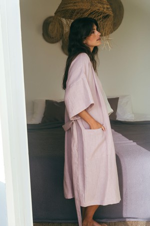 MIDNIGHT bathrobe in Dusty Rose from AmourLinen