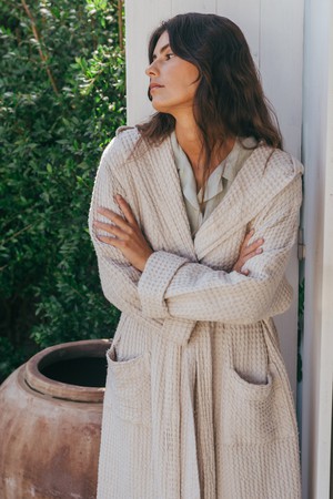 Waffle bathrobe SNUGGLE in Cream from AmourLinen
