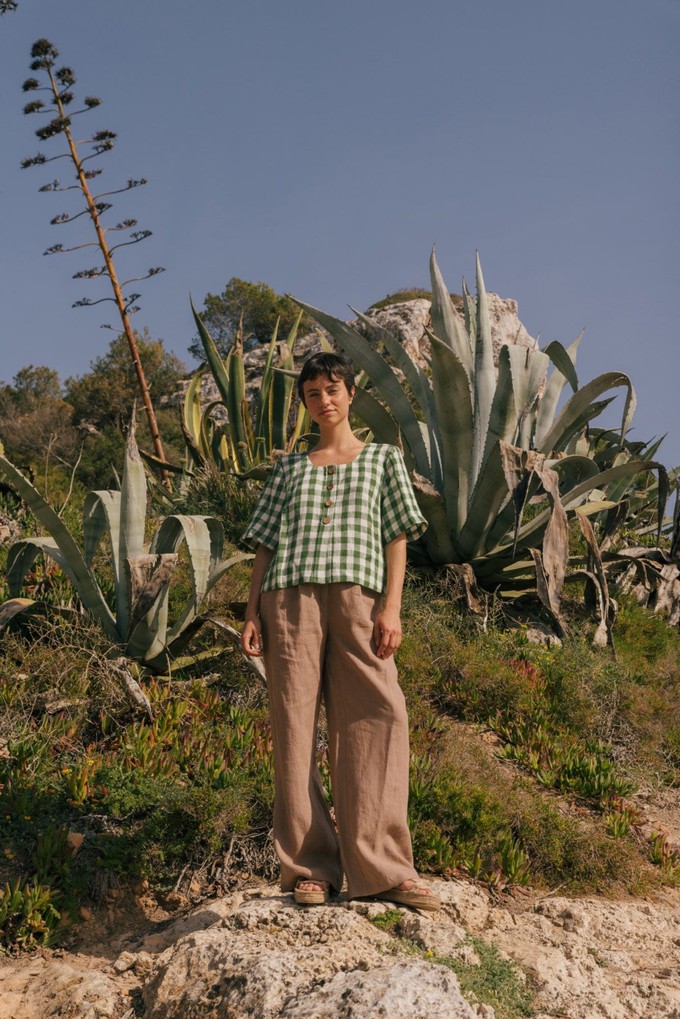 MAEVE top in Green Gingham from AmourLinen