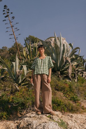 MAEVE top in Green Gingham from AmourLinen