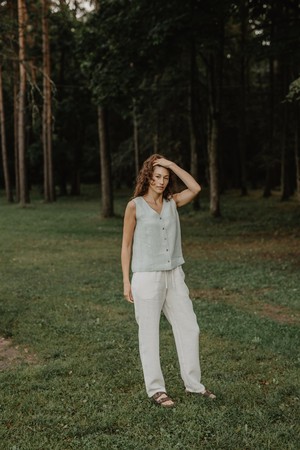 Linen pants Malmo in White | sale from AmourLinen
