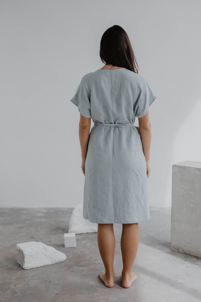 Olivia linen wrap dress in Sage Green from AmourLinen