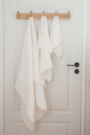Linen waffle towel set in White (3 pcs) from AmourLinen
