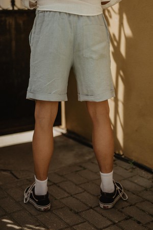 Ares casual linen shorts in Sage Green from AmourLinen