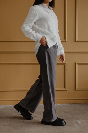 Oulu super long linen pants XL Cream from AmourLinen