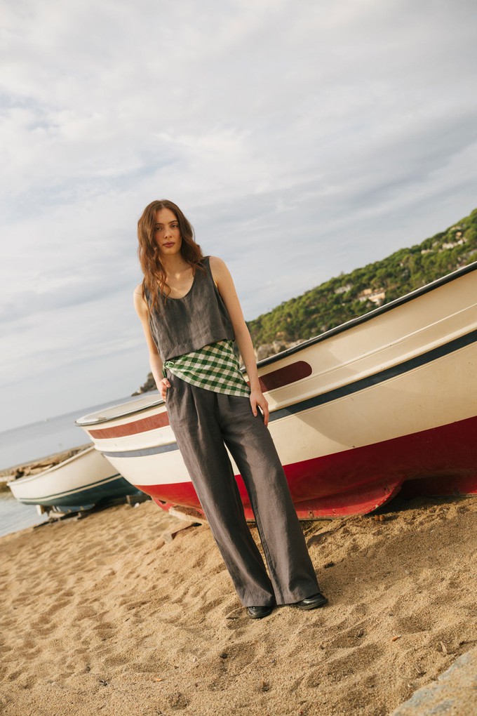 Pippa sleeveless linen crop top in Charcoal from AmourLinen