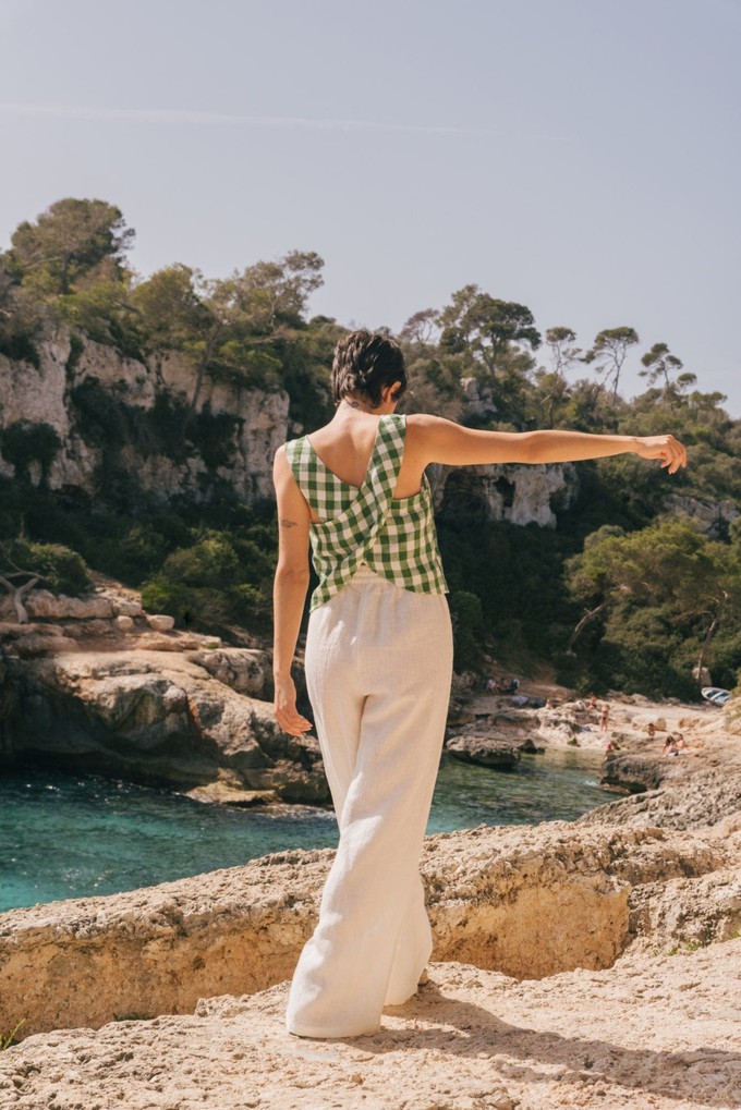 Leah wide linen pants with slits in Cream | sale from AmourLinen