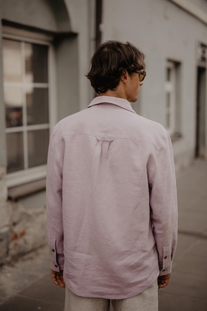 Hector classic linen shirt in Dusty Rose from AmourLinen