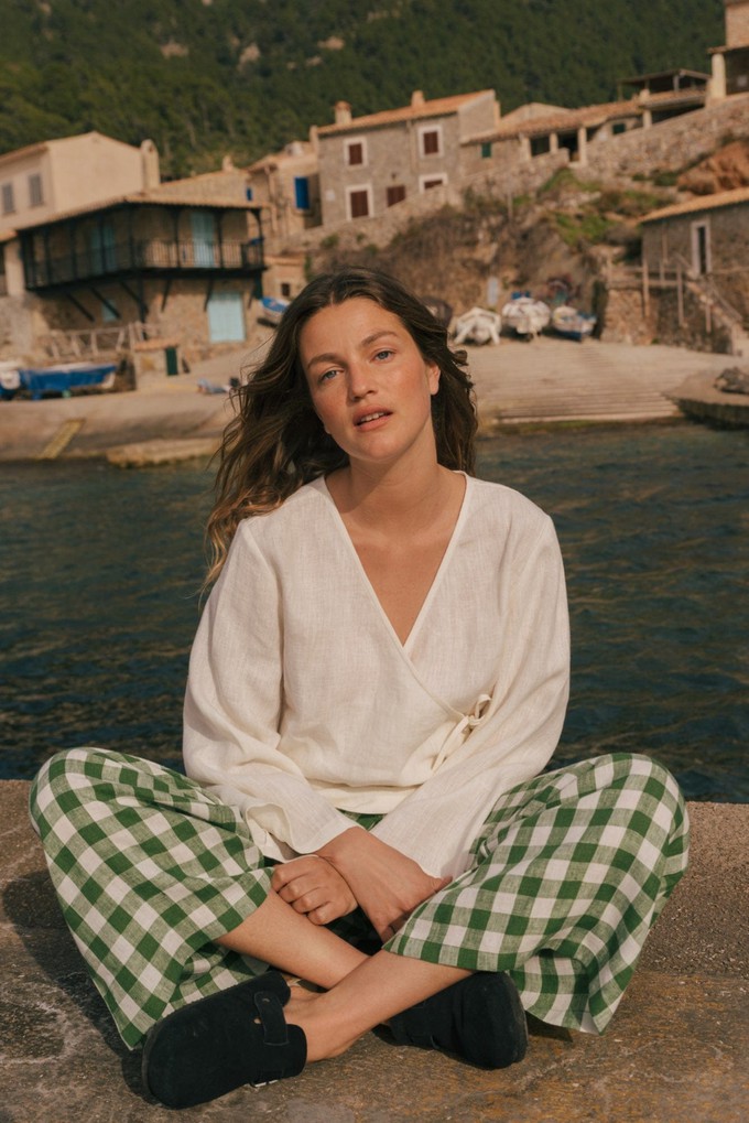 Adele linen wrap top in White from AmourLinen