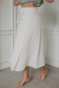 Iris linen wrap skirt in White via AmourLinen