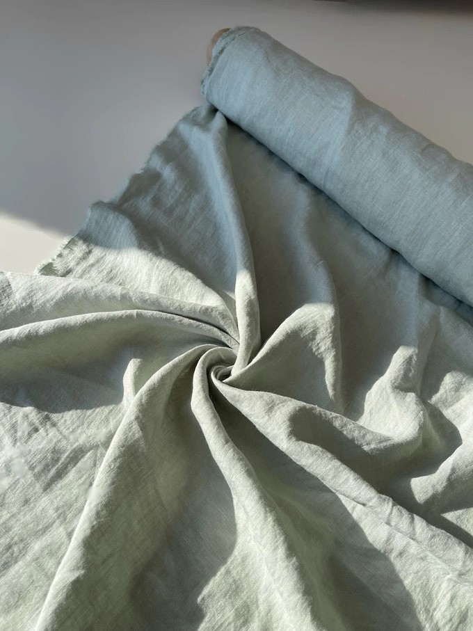Sage Green 95" / 240 cm linen fabric from AmourLinen