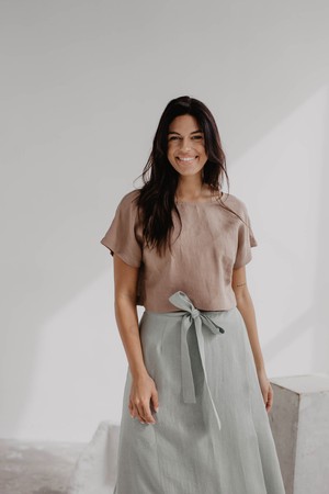 LISA crop top in Rosy Brown from AmourLinen