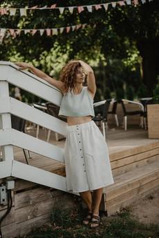 Linen skirt with buttons DAISY S Striped via AmourLinen