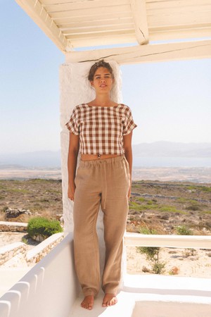 LISA crop top in Mocha Gingham from AmourLinen
