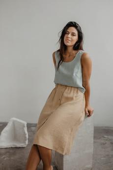 Linen skirt with buttons DAISY S Mustard via AmourLinen