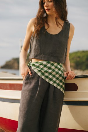 Pippa sleeveless linen crop top in Charcoal from AmourLinen