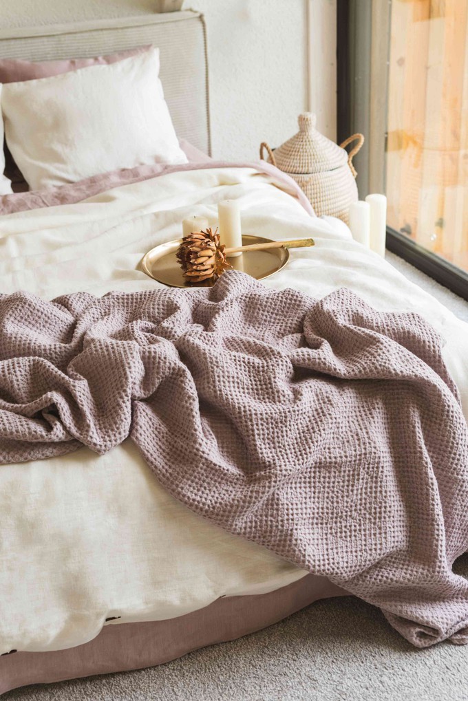 Linen waffle bed throw | ARCHIVE SALE from AmourLinen