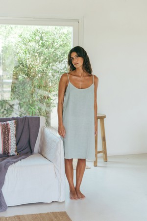 Dreamy linen night gown in Sage Green from AmourLinen