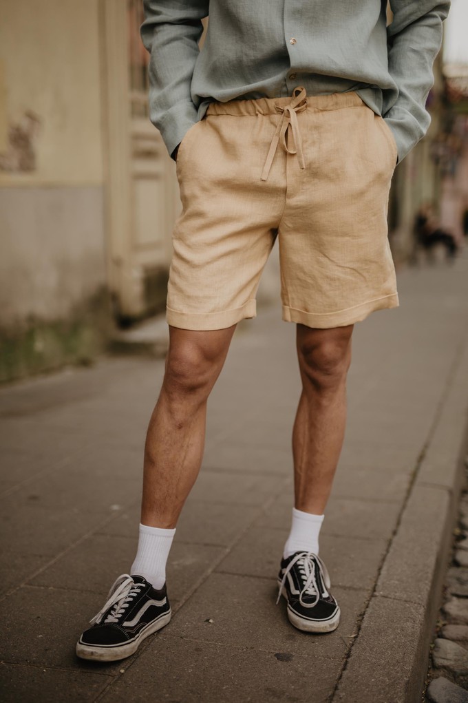 Linen shorts ARES S Mustard from AmourLinen