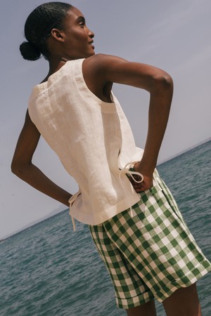 Rosie top in Mocha Gingham | sale from AmourLinen